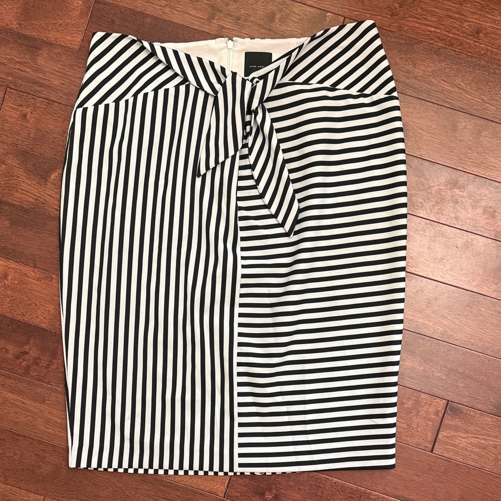Alex Marie Black and White Striped Pencil Skirt